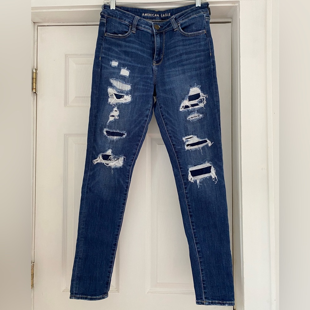 American eagle ripped jeans/jeggings size 10 long